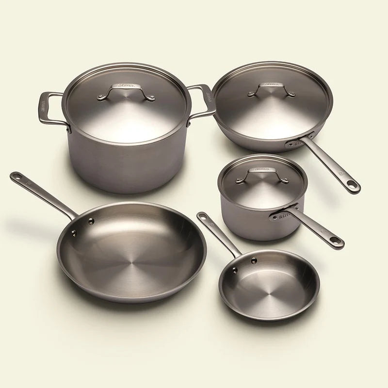 Alma Kitchenware – Kjøkkenbatteri i rustfritt stål, 9 deler